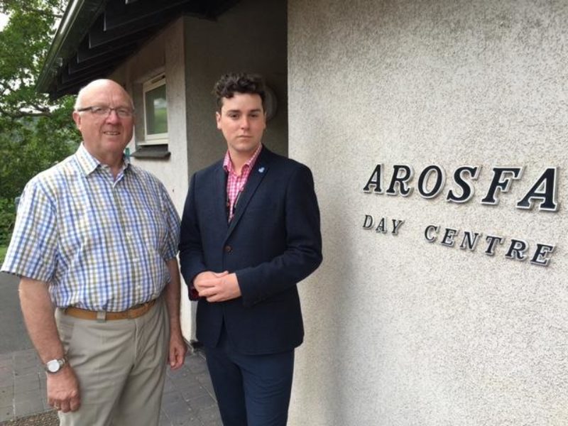 County Councillor Matthew Dorrance and County Councillor David Meredith at Arosfa Day Centre